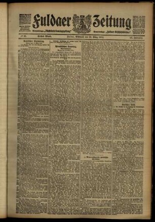 Erste Ausgabe vom Mittwoch, den 20. März 1912.