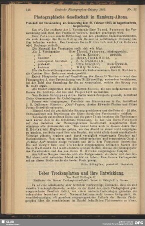 Ueber Trockenplatten und ihre Entwicklung