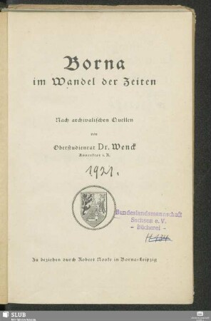 Borna im Wandel der Zeiten : Nach archivalischen Quellen