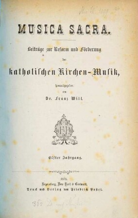 Musica sacra : Zeitschrift für katholische Kirchenmusik ; offizielles Cäcilien-Verbands-Organ im Dienste der Liturgie und des kirchenmusikalischen Apostolats. 11. 1878