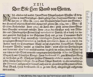 [David von Stetten; David Stetten.]