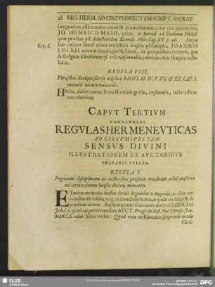 Caput Tertium Commendans Regulasher Meneuticas Ad Circumspectam Sensus Divini Illustrationem Ex Auctoribus Profanis Utiles
