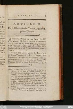 Article II. De l'Assemblée des Troupes qui composent l'Armée.