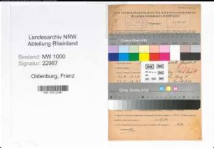 Entnazifizierung Franz Oldenburg, geb. 25.11.1901 (Bahninspektor)
