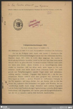 Frühjahrsbeobachtungen 1910