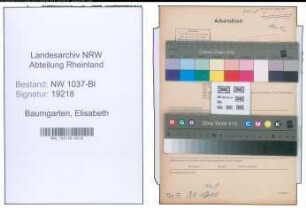 Entnazifizierung Elisabeth Baumgarten , geb. 06.03.1893 (Techn.Lehrerin)