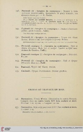 Objets et travaux en bois (Nr.156-186)