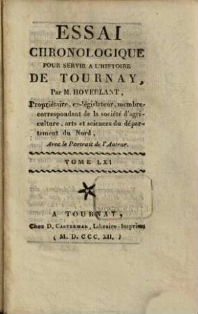 Essai chronologique pour servir a l'histoire de Tournay, 61
