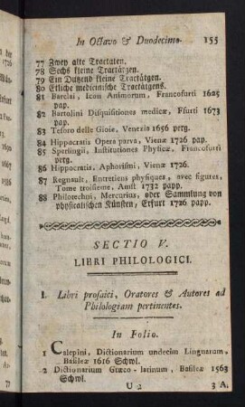 155-176, I. Libri prosaici, Oratores & Autores ad Philologiam pertinentes - II. Libri poetici