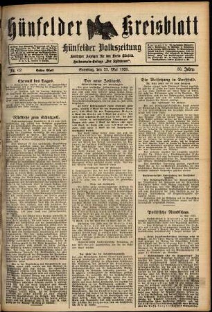 Erste Ausgabe vom Samstag, den 23. Mai 1925.