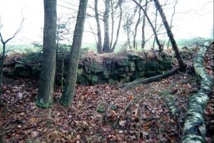 Mauerwerk aus trocken geschichtetem Stein an einem Feldweg NÖ der Ortslage