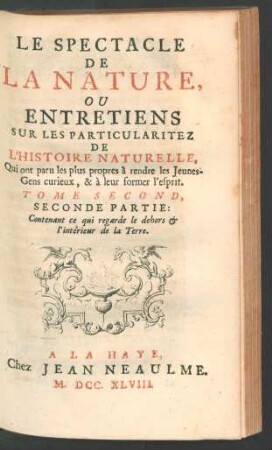 T. 2, Pt. 2: Contenant ce qui regarde le dehors & l'interieur de la terre