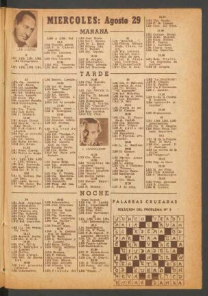 [Programa de] Miércoles: Agosto 29