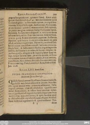 Epist. LIII. Bruxellam. Petro Francisco Chiffletio. Societatis Iesu Theologo.