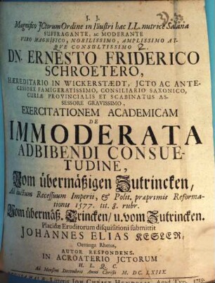 Exercitatio acad. de immoderata adbibendi consuetudine