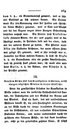 IX. Von dem Klima und den Krankheiten in Guinea, nebst einigen nützlichen Winken in dieser Rücksicht.