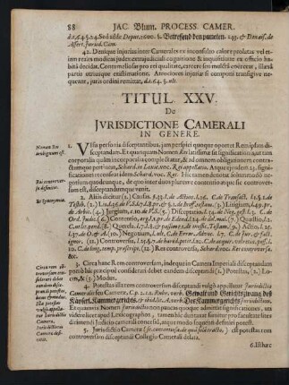Titul. XXV. De Jvrisdictione Camerali In Genere.