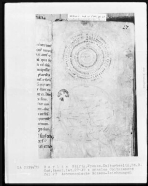 Annales Colbazenses (Kloster Colbaz), Calendarius ecclesiasticum, Sermones Mauricii episcopus Parisiensis — Annales Colbacenses und Calendarius ecclesiasticum, Folio 1 recto - 33 verso — ---, Folio ---Astronomische Federzeichnungen, Folio 27recto