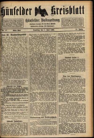 Erste Ausgabe vom Samstag, den 05. Juni 1926.
