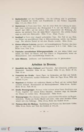 Arbeiten in Bronze (Nr. 97-127)