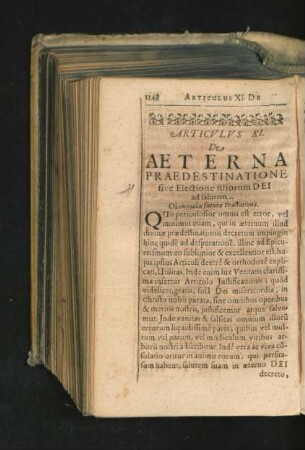 Articulus XI. De Aeterna Praedestinatione sive Electione filiorum Dei ad salutem.