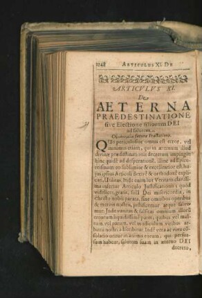 Articulus XI. De Aeterna Praedestinatione sive Electione filiorum Dei ad salutem.
