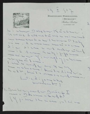 Brief von Margarete Hauptmann an Erhart Kästner