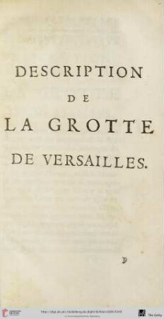 Description de la grotte de Versailles