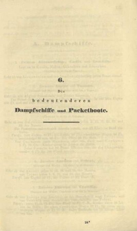 6. Die bedeutenderen Dampfschiffe und Packetboote