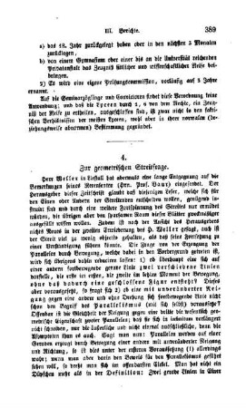 Zur geometrischen Streitfrage : Berichte