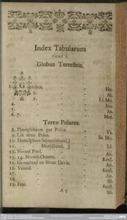 Index Tabularum Tomi I