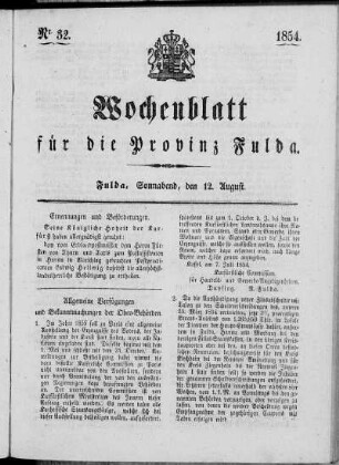 Nr. 32, Ausgabe vom 12. August 1854
