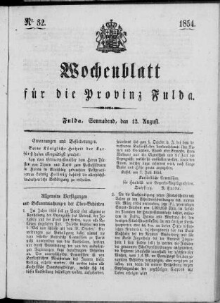 Nr. 32, Ausgabe vom 12. August 1854