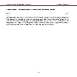 Arbeitskreise - Künstlerische Praxis, Musisches, Kreativität, Medien