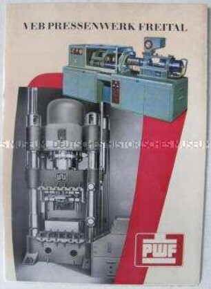 Werbe-Mappe des VEB Pressenwerk Freital (PWF) für Werkzeugmaschinen zur Kunststoffverarbeitung