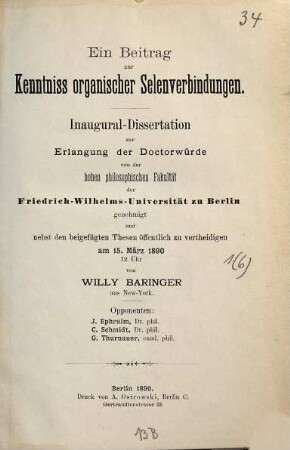 Ein Beitrag zur Kenntniss organischer Selenverbindungen