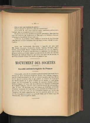 Mouvement des Sociétés.