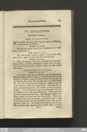 VI. Dialogue. Quatrième journée.