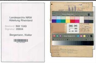 Entnazifizierung Walter Bergemann , geb. 07.05.1909 (Baufuehrer)