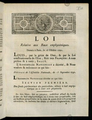1-10, Loi Relative aux Baux emphytéotiques.