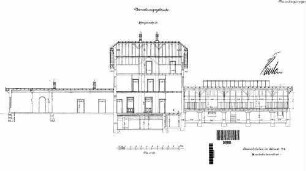 Langenargen: Empfangsgebäude und Güterhalle Längenschnitt
