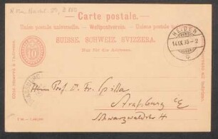 Postkarte an Friedrich Spitta : 14.09.1896