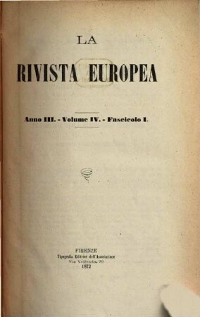 La rivista europea : rivista internazionale. 3,4. 1872