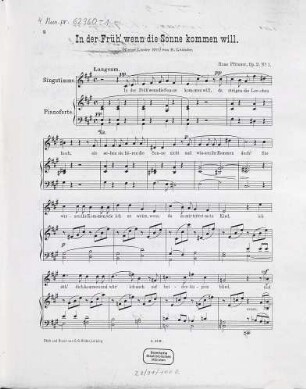 Sieben Lieder für eine Singstimme op. 2, 1. In der Früh', wenn die Sonne kommen will