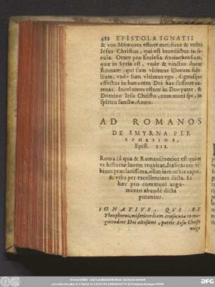 Ad Romanos De Smyrna Per Ephesios, Epist. XII.