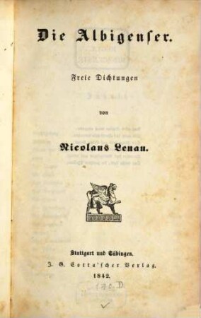 Die Albigenser : freie Dichtungen