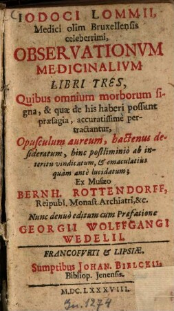 Medicinalium observationum libri III