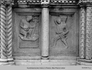 Fontana Maggiore : Unteres Becken mit Darstellungen aus dem Alten Testament, der Artes mechanicae, der Sieben Freien Künste und Monatsdarstellungen : Allegorische Monatsdarstellung des September mit Tierkreiszeichen Waage