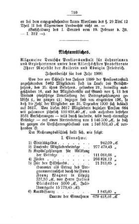 Allgemeine Deutsche Pensionsanstalt für Lehrerinnen und Erzieherinnen unter dem Allerhöchsten Protektorate Ihrer Majestät der Kaiserin und Königin Friedrich : [Nichtamtliches]