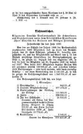 Allgemeine Deutsche Pensionsanstalt für Lehrerinnen und Erzieherinnen unter dem Allerhöchsten Protektorate Ihrer Majestät der Kaiserin und Königin Friedrich : [Nichtamtliches]